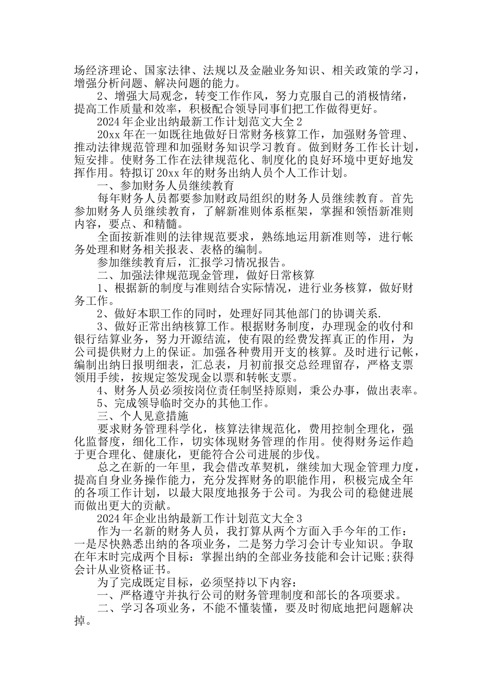 2024年企业出纳最新工作计划范文大全_第2页