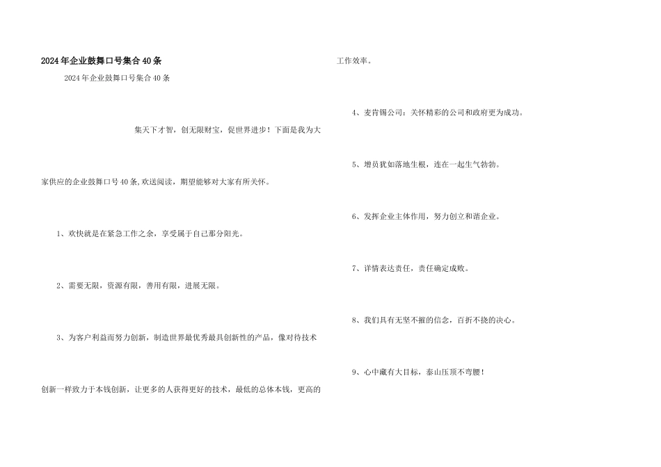 2024年企业激励口号集合40条_第1页