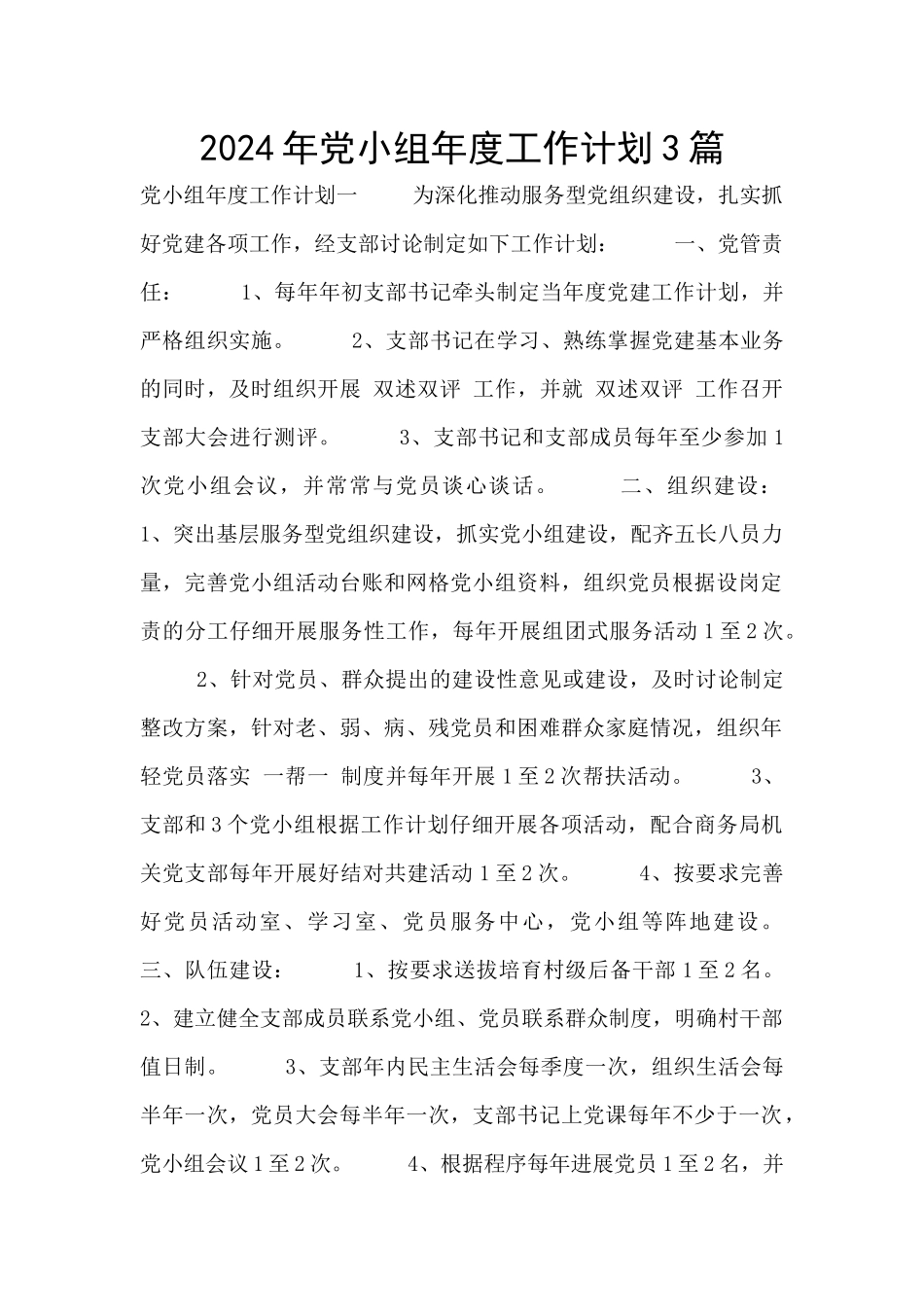 2024年党小组年度工作计划3篇_第1页