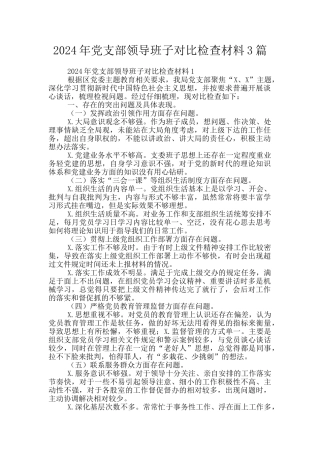 2024年党支部领导班子对照检查材料3篇