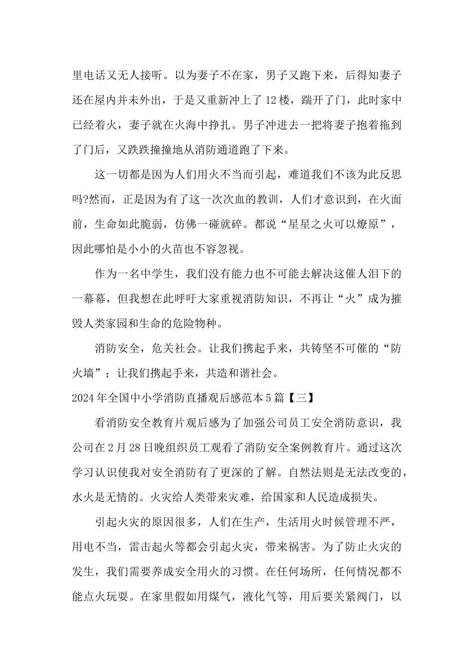 2024年全国中小学消防直播观后感范本5篇_第3页