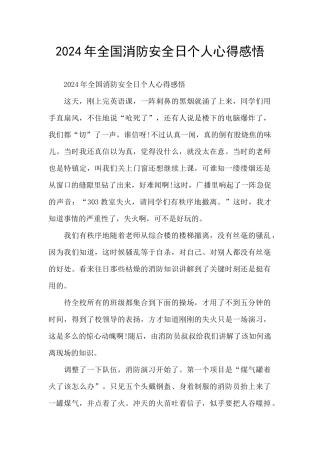 2024年全国消防安全日个人心得感悟
