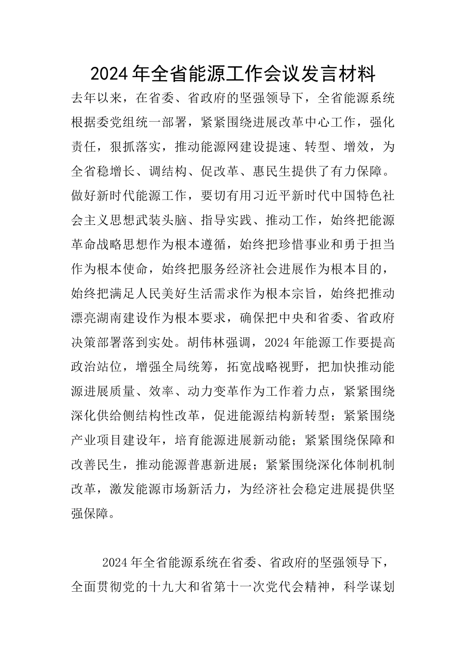 2024年全省能源工作会议发言材料_第1页