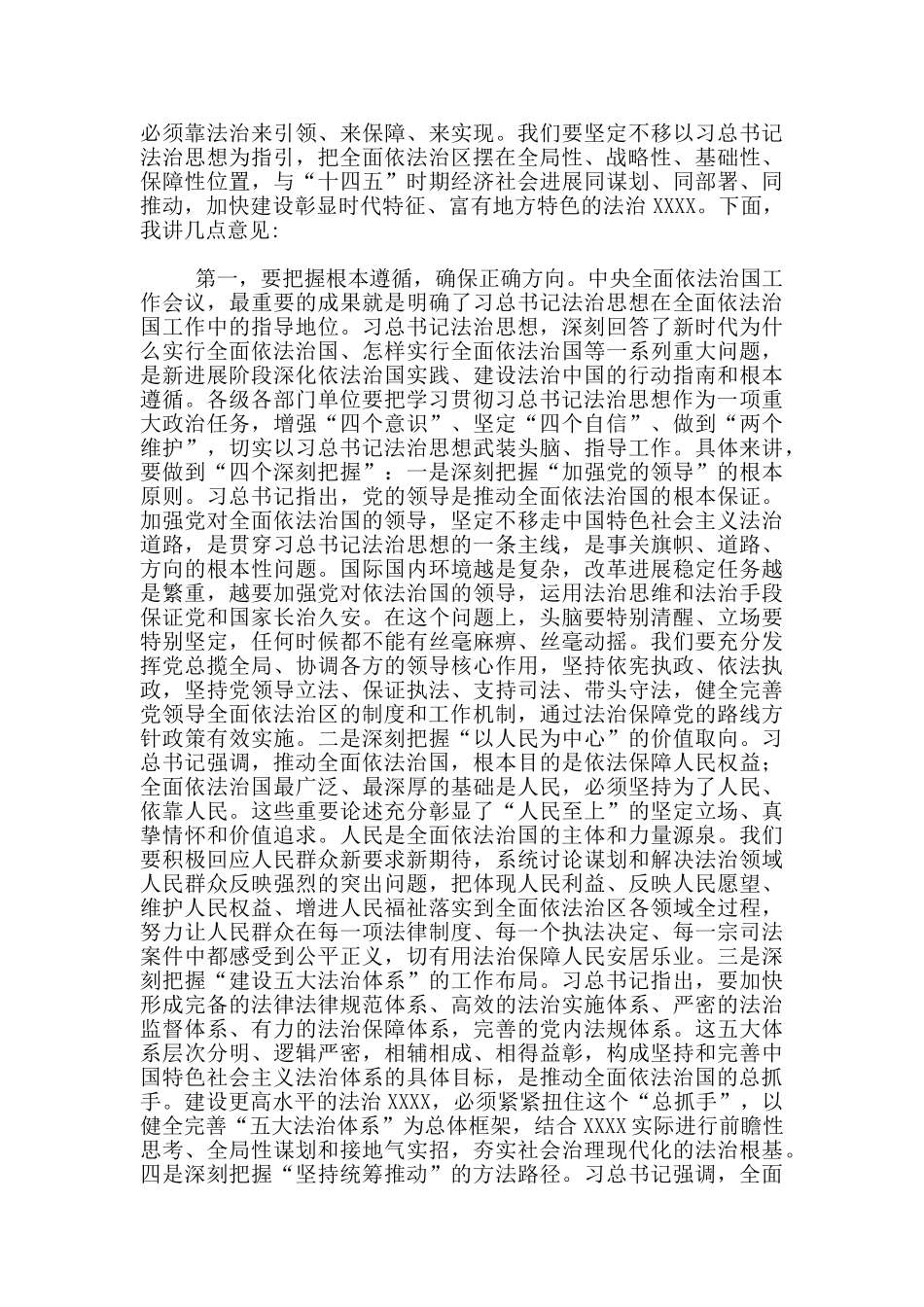 2024年全面依法治区暨政法工作会议上发言范文稿_第2页