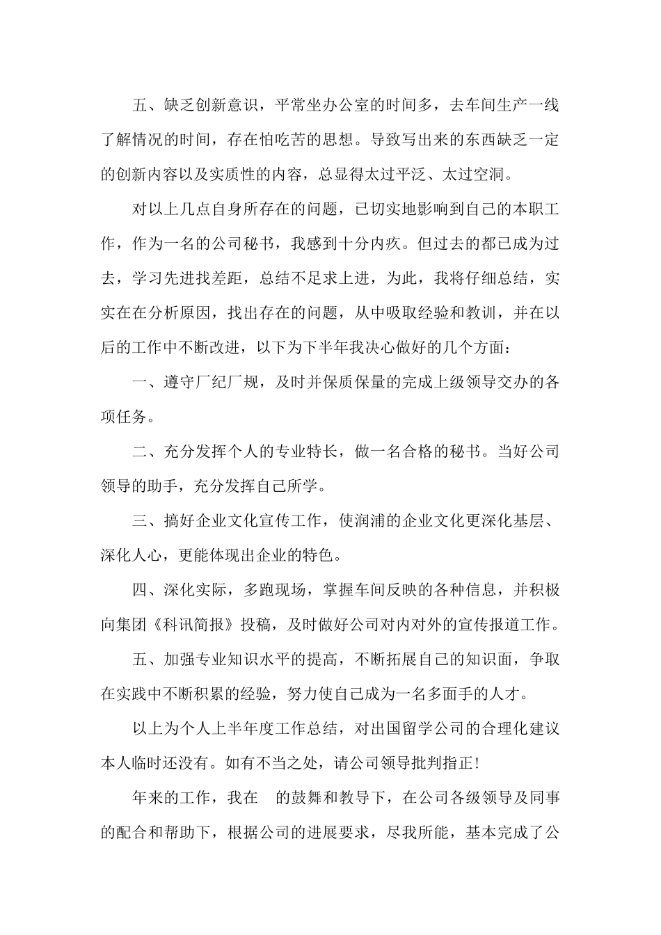 2024年公司董事秘书上半年工作总结_第2页