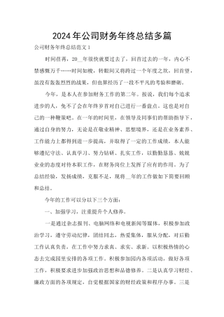 2024年公司财务年终总结多篇
