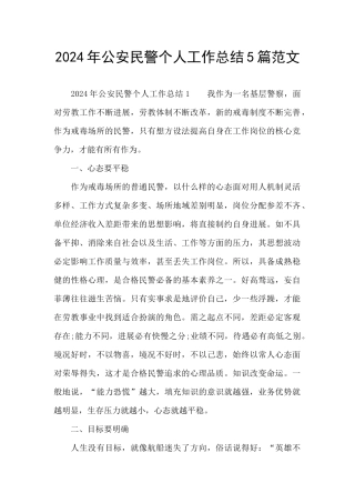 2024年公安民警个人工作总结5篇范文