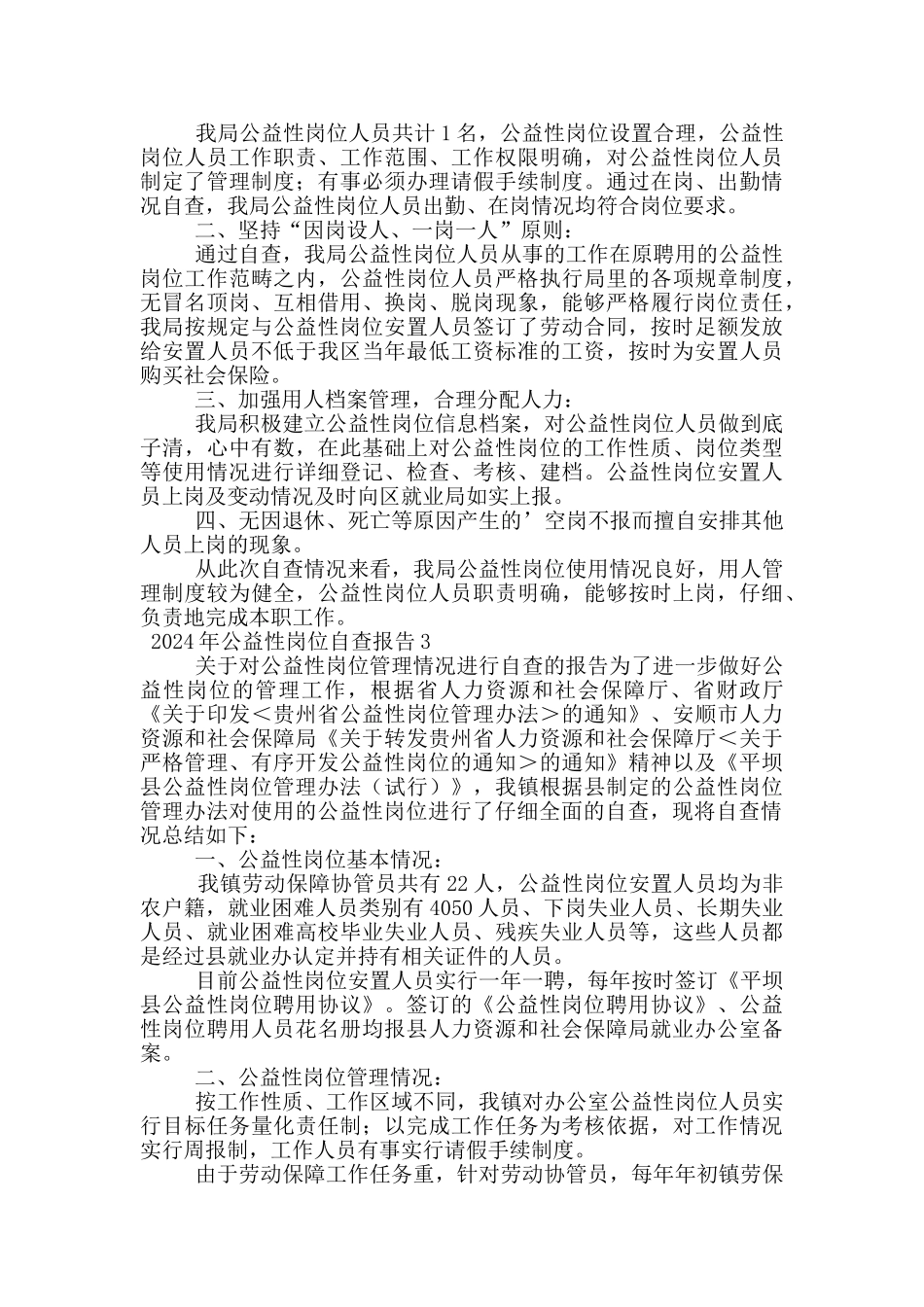 2024年公益性岗位自查报告_第2页