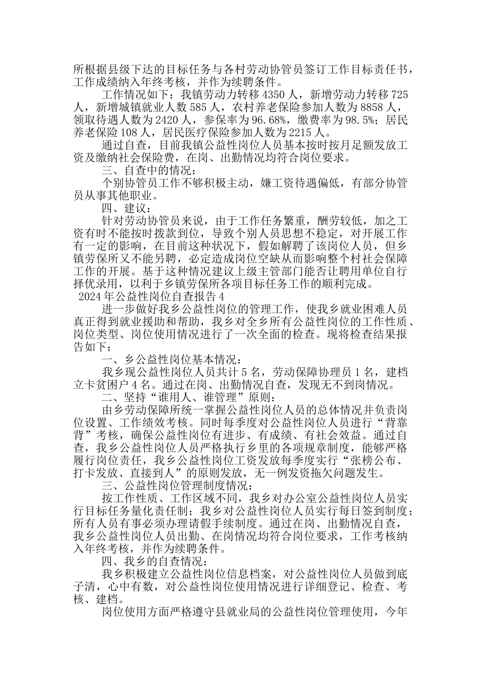 2024年公益性岗位自查报告_第3页