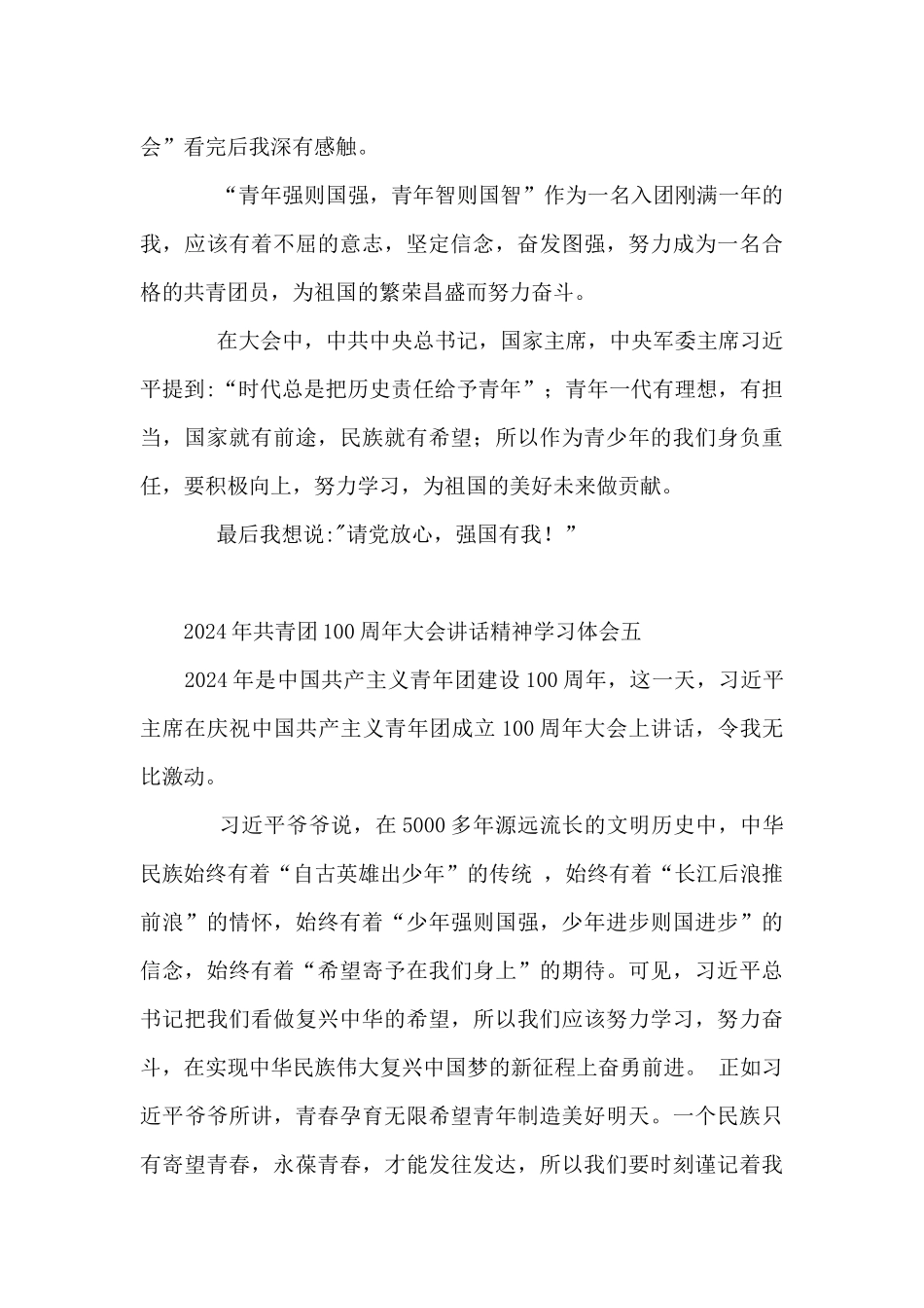 2024年共青团100周年大会讲话精神学习体会_第3页