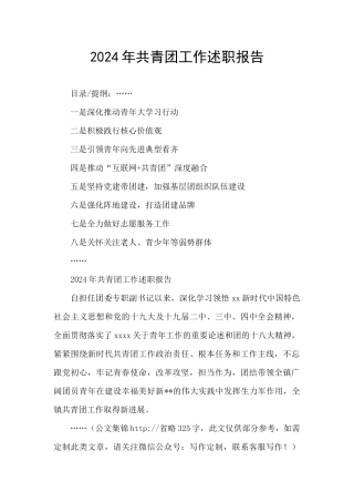 2024年共青团工作述职报告