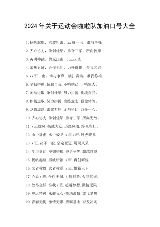2024年关于运动会啦啦队加油口号大全