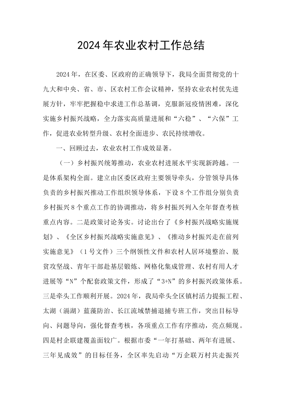 2024年农业农村工作总结_第1页