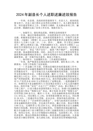 2024年副县长个人述职述廉述效报告