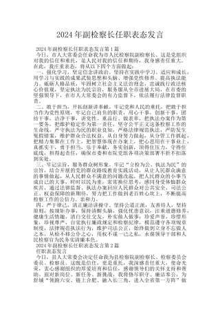 2024年副检察长任职表态发言