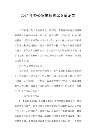 2024年办公室主任总结5篇范文