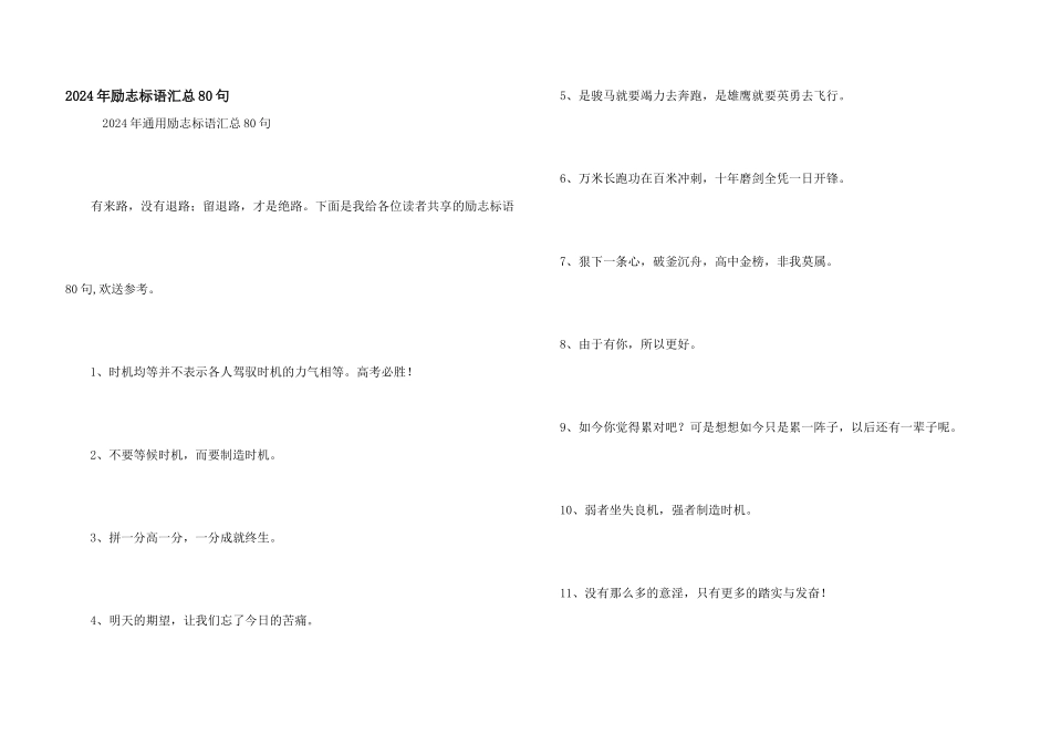 2024年励志标语汇总80句_第1页