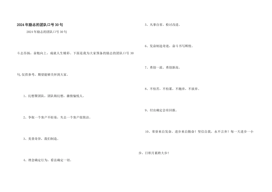 2024年励志的团队口号30句_第1页