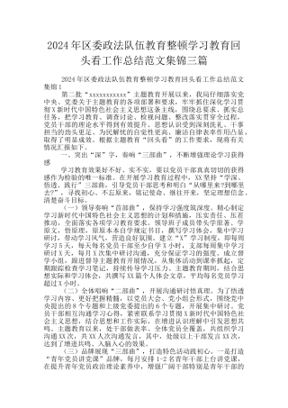 2024年区委政法队伍教育整顿学习教育回头看工作总结范文集锦三篇