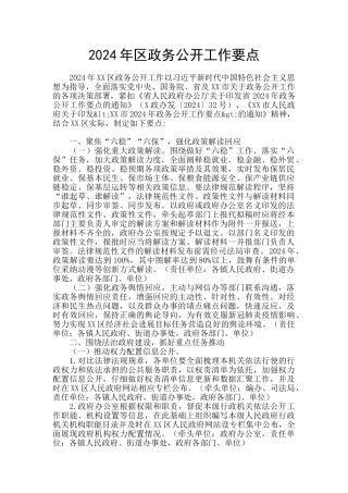 2024年区政务公开工作要点