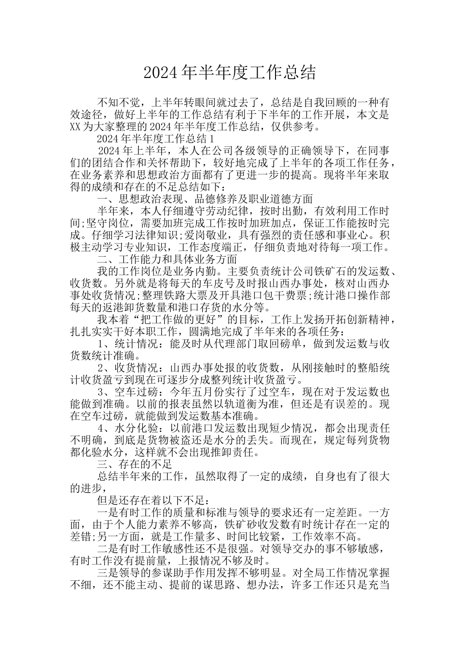 2024年半年度工作总结_第1页