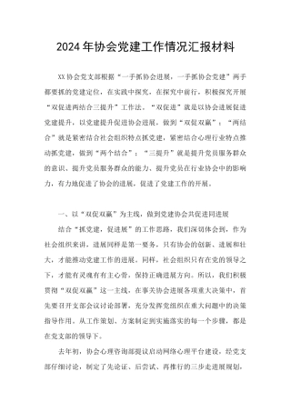 2024年协会党建工作情况汇报材料