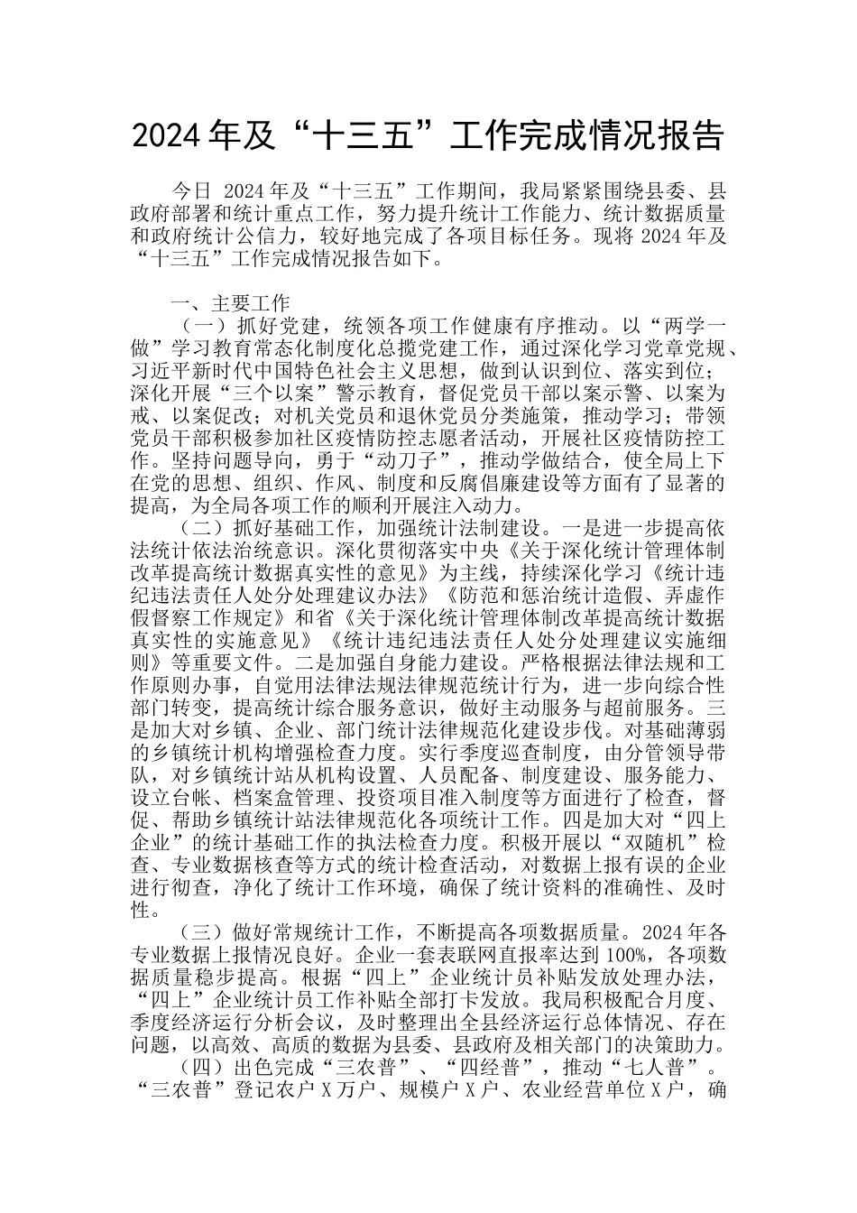 2024年及“十三五”工作完成情况报告_第1页