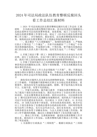 2024年司法局政法队伍教育整顿反腐回头看工作总结汇报材料