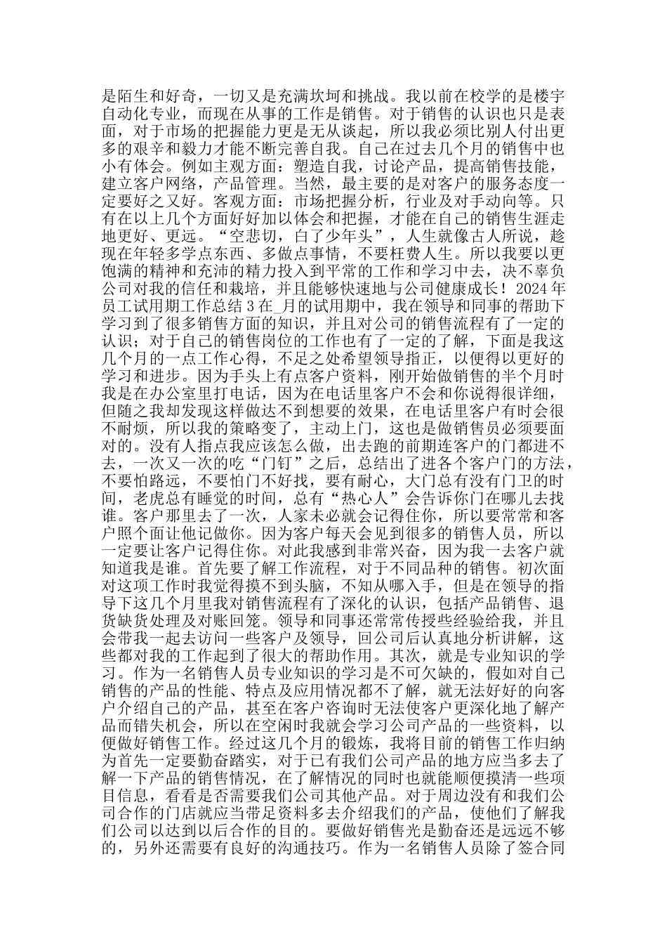 2024年员工试用期工作总结_第3页