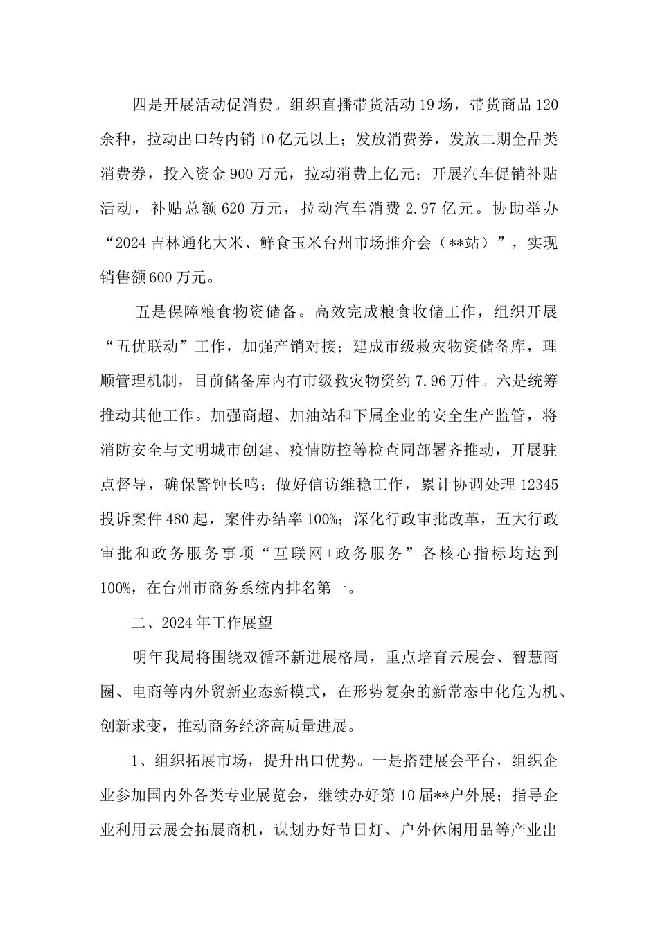 2024年商务局工作总结和2024年工作计划_第2页