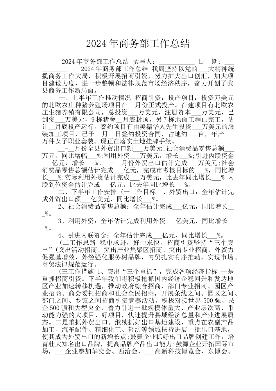 2024年商务部工作总结_第1页