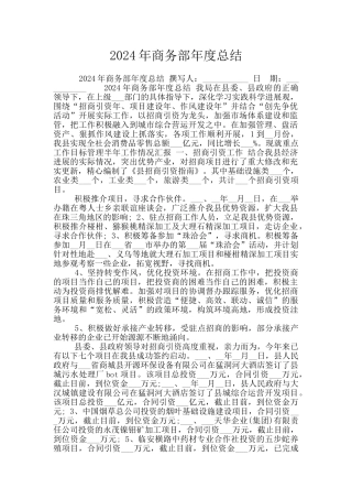 2024年商务部年度总结