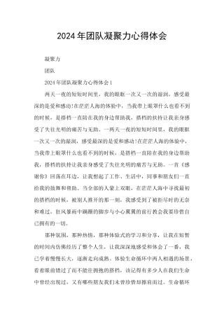 2024年团队凝聚力心得体会