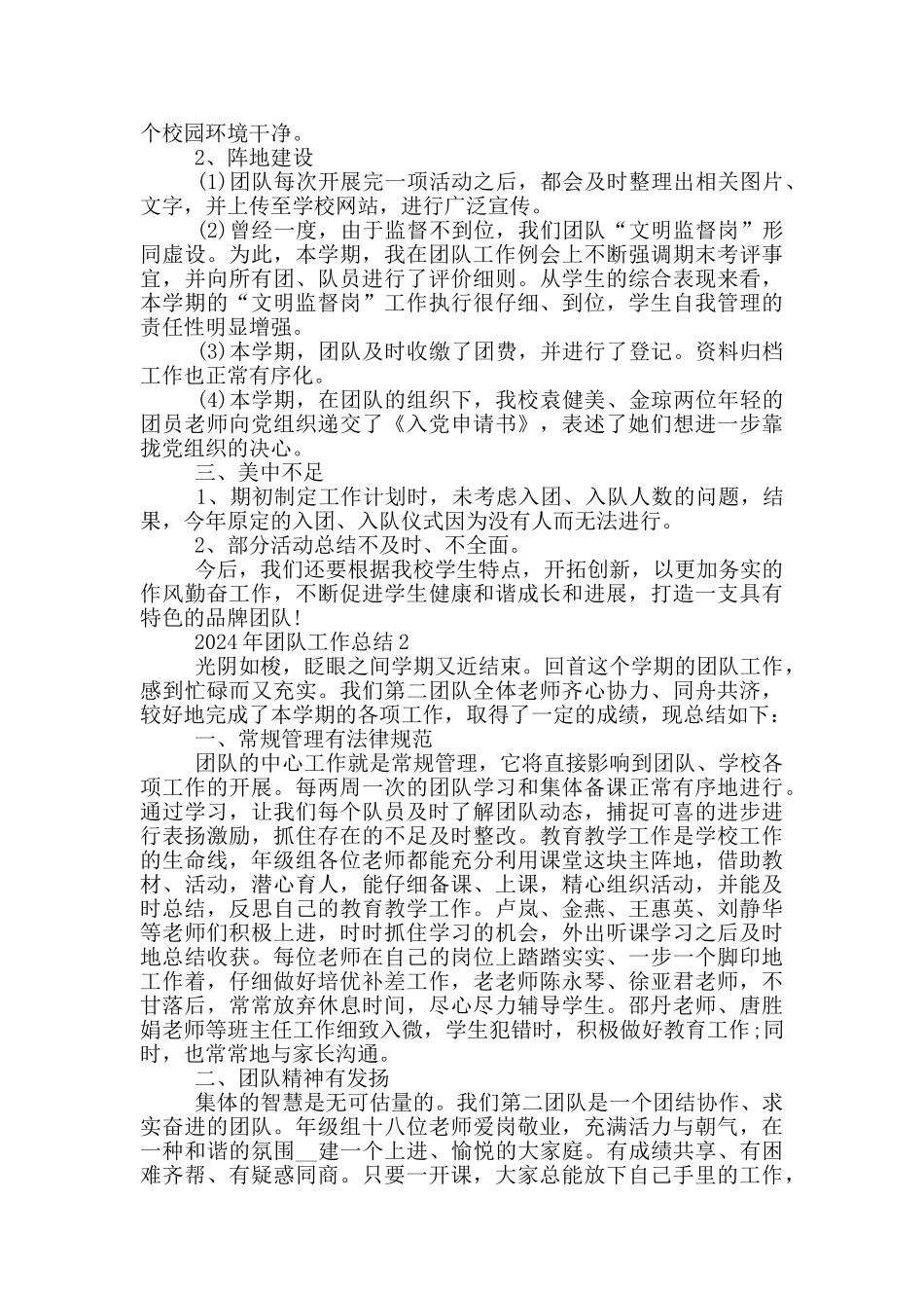 2024年团队工作总结_第2页