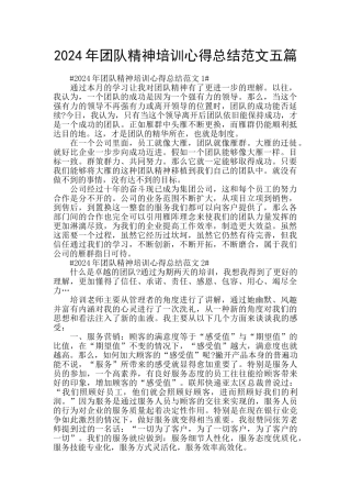 2024年团队精神培训心得总结范文五篇