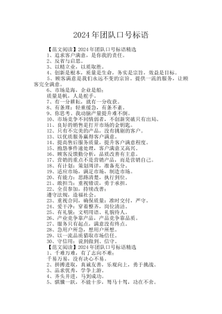 2024年团队口号标语