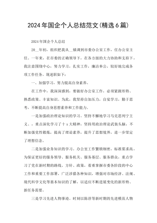 2024年国企个人总结范文