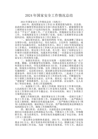 2024年国家安全工作情况总结