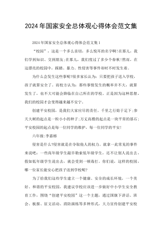 2024年国家安全总体观心得体会范文集