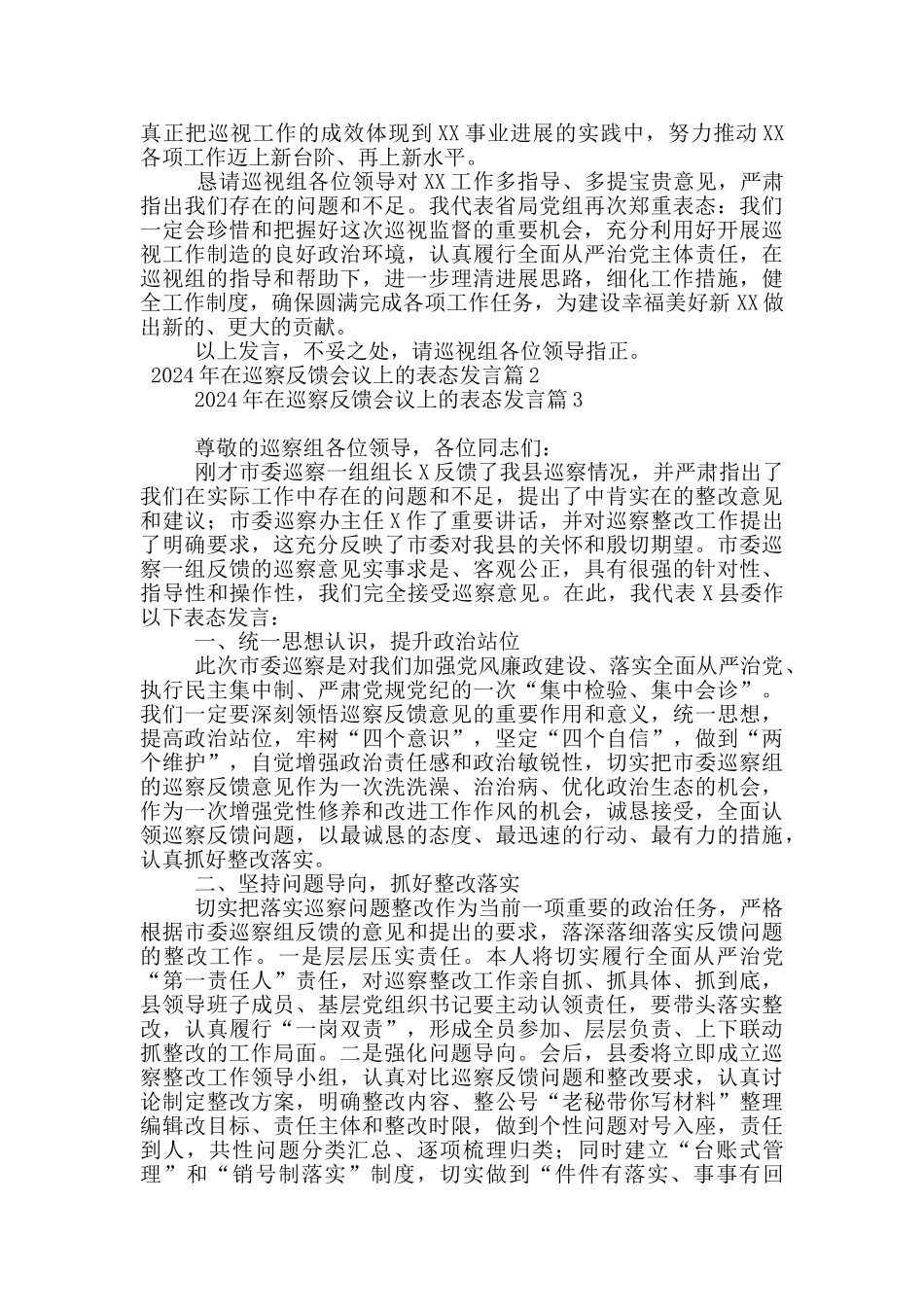 2024年在巡察反馈会议上的表态发言20篇_第3页