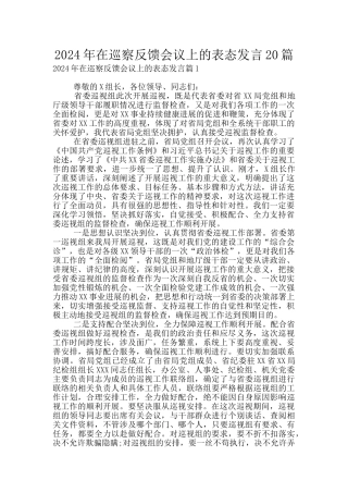 2024年在巡察反馈会议上的表态发言20篇