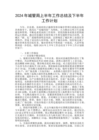 2024年城管局上半年工作总结及下半年工作计划