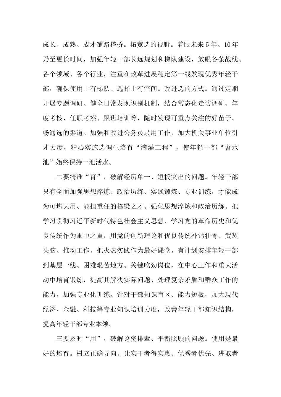 2024年培养选拔优秀年轻干部研讨发言材料_第3页
