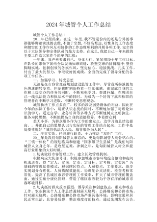 2024年城管个人工作总结