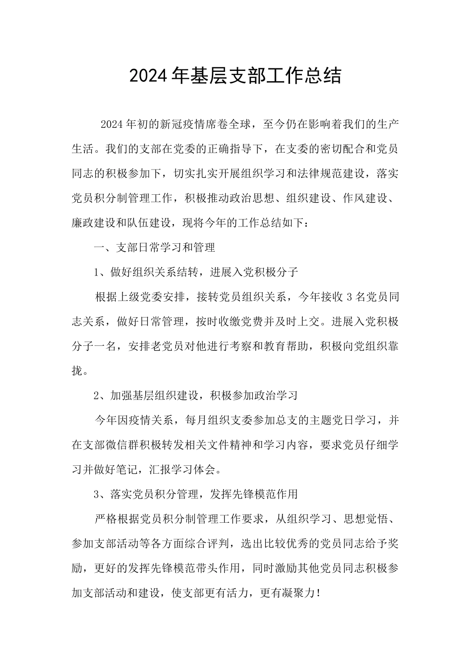2024年基层支部工作总结_第1页
