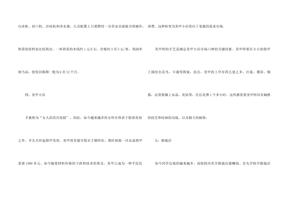 2024年大学生创业的开店项目_第3页