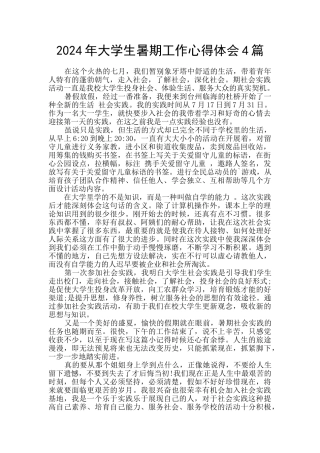 2024年大学生暑期工作心得体会4篇