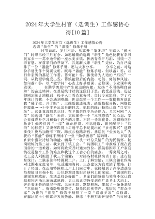 2024年大学生村官工作感悟心得