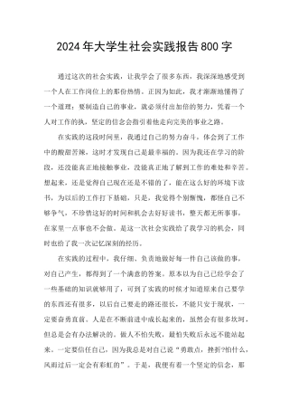 2024年大学生社会实践报告800字