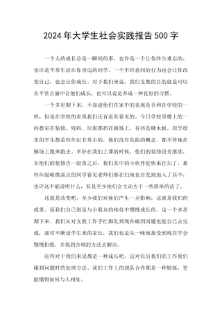 2024年大学生社会实践报告500字